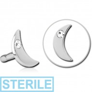 STERILE SURGICAL STEEL JEWELLED PUSH FIT ATTACHMENT FOR BIOFLEX INTERNAL LABRET - CRESCENT SINGLE GEM
