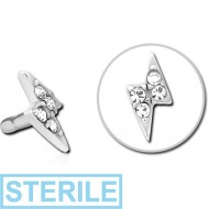 STERILE SURGICAL STEEL JEWELLED PUSH FIT ATTACHMENT FOR BIOFLEX INTERNAL LABRET - THUNDER