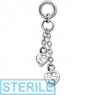 STERILE SURGICAL STEEL ATTACHMENT FOR INTIMATE PIERCING - 34MM HEARTS PIERCING