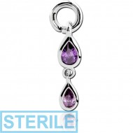STERILE SURGICAL STEEL JEWELLED ATTACHMENT FOR INTIMATE PIERCING - TWO PEARS PIERCING