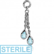 STERILE SURGICAL STEEL JEWELLED ATTACHMENT FOR INTIMATE PIERCING - TWO PEARS PIERCING
