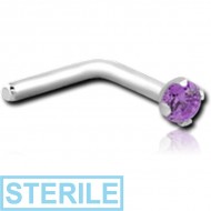 STERILE SURGICAL STEEL 90 DEGREE PRONG SET 2 MM JEWELLED NOSE STUD PIERCING