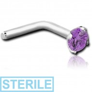 STERILE SURGICAL STEEL 90 DEGREE PRONG SET 2.5MM JEWELLED NOSE STUD PIERCING