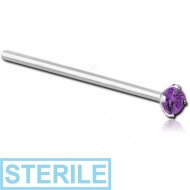 STERILE SURGICAL STEEL STRAIGHT PRONG SET 2.5MM JEWELLED NOSE STUD PIERCING