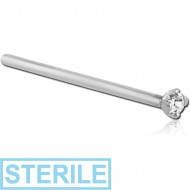 STERILE SURGICAL STEEL STRAIGHT NOSE STUD PRONG SET DIAMOND 1.35MM