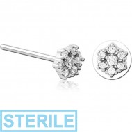 STERILE SURGICAL STEEL STRAIGHT JEWELLED NOSE STUD - FLOWER