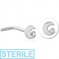 STERILE SURGICAL STEEL 90 DEGREE JEWELLED NOSE STUD