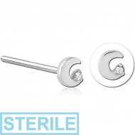 STERILE SURGICAL STEEL STRAIGHT JEWELLED NOSE STUD