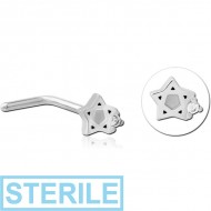 STERILE SURGICAL STEEL 90 DEGREE JEWELLED NOSE STUD