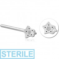 STERILE SURGICAL STEEL STRAIGHT JEWELLED NOSE STUD
