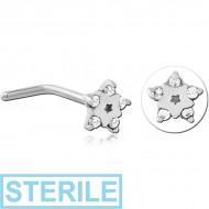 STERILE SURGICAL STEEL 90 DEGREE JEWELLED NOSE STUD
