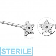 STERILE SURGICAL STEEL STRAIGHT JEWELLED NOSE STUD
