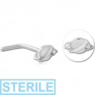 STERILE SURGICAL STEEL 90 DEGREE JEWELLED NOSE STUD