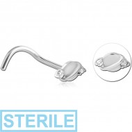 STERILE SURGICAL STEEL CURVED JEWELLED NOSE STUD PIERCING