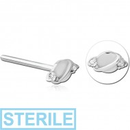 STERILE SURGICAL STEEL STRAIGHT JEWELLED NOSE STUD