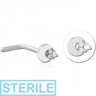 STERILE SURGICAL STEEL 90 DEGREE JEWELLED NOSE STUD