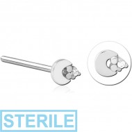 STERILE SURGICAL STEEL STRAIGHT JEWELLED NOSE STUD