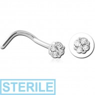 STERILE SURGICAL STEEL JEWELLED NOSE STUDS PIERCING