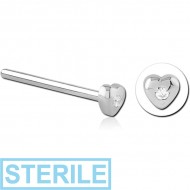 STERILE SURGICAL STEEL STRAIGHT JEWELLED NOSE STUD