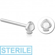 STERILE SURGICAL STEEL STRAIGHT JEWELLED NOSE STUD