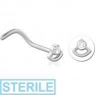 STERILE SURGICAL STEEL CURVED JEWELLED NOSE STUD