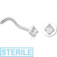 STERILE SURGICAL STEEL CURVED JEWELLED NOSE STUD