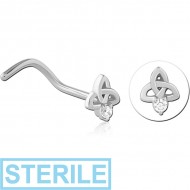 STERILE SURGICAL STEEL CURVED JEWELLED NOSE STUD