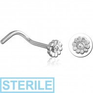 STERILE SURGICAL STEEL CURVED JEWELLED NOSE STUD