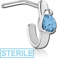 STERILE SURGICAL STEEL 90 DEGREE JEWELLED WRAP AROUND NOSE STUD PIERCING