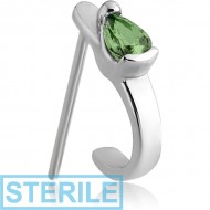 STERILE SURGICAL STEEL STRAIGHT JEWELLED WRAP AROUND NOSE STUD