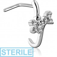 STERILE SURGICAL STEEL 90 DEGREE JEWELLED WRAP AROUND NOSE STUD - FLOWERS