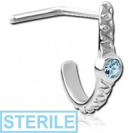 STERILE SURGICAL STEEL 90 DEGREE JEWELLED WRAP AROUND NOSE STUD - EYE PIERCING