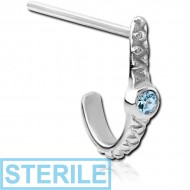 STERILE SURGICAL STEEL STRAIGHT JEWELLED WRAP AROUND NOSE STUD - EYE