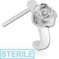 STERILE SURGICAL STEEL STRAIGHT JEWELLED WRAP AROUND NOSE STUD - THIN