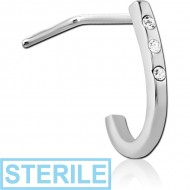 STERILE SURGICAL STEEL 90 DEGREE JEWELLED WRAP AROUND NOSE STUD - THIN