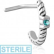 STERILE SURGICAL STEEL 90 DEGREE JEWELLED WRAP AROUND NOSE STUD - ROPE