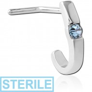 STERILE SURGICAL STEEL 90 DEGREE JEWELLED WRAP AROUND NOSE STUD - THIN SQUARE PIERCING