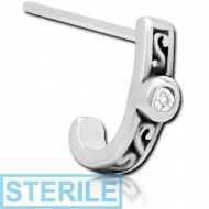 STERILE SURGICAL STEEL STRAIGHT JEWELLED WRAP AROUND NOSE STUD - FILIGREE PIERCING