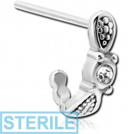 STERILE SURGICAL STEEL STRAIGHT JEWELLED WRAP AROUND NOSE STUD - DOTS AND GEM PIERCING