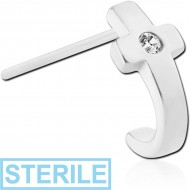 STERILE SURGICAL STEEL STRAIGHT JEWELLED WRAP AROUND NOSE STUD - CROSS PIERCING