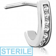 STERILE SURGICAL STEEL STRAIGHT JEWELLED WRAP AROUND NOSE STUD - CANAL