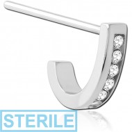 STERILE SURGICAL STEEL STRAIGHT JEWELLED WRAP AROUND NOSE STUD - CANAL PIERCING