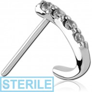 STERILE SURGICAL STEEL STRAIGHT JEWELLED WRAP AROUND NOSE STUD - QUADRUPLE GEMS ROUND BAR