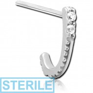 STERILE SURGICAL STEEL STRAIGHT JEWELLED WRAP AROUND NOSE STUD - DOUBLE GEM LINE PIERCING