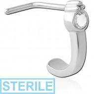 STERILE SURGICAL STEEL 90 DEGREE JEWELLED WRAP AROUND NOSE STUD - TRIPLE TOP PIERCING