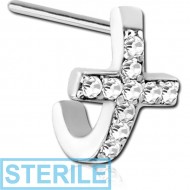 STERILE SURGICAL STEEL STRAIGHT JEWELLED WRAP AROUND NOSE STUD