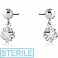 STERILE SURGICAL STEEL PUSH FIT JEWELLED ATTACHMENT FOR BIOFLEX INTERNAL NIPPLE SHIELD PIERCING