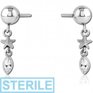 STERILE SURGICAL STEEL PUSH FIT JEWELLED ATTACHMENT FOR BIOFLEX INTERNAL NIPPLE SHIELD PIERCING