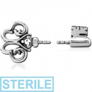 STERILE SURGICAL STEEL PUSH FIT JEWELLED ATTACHMENT FOR BIOFLEX INTERNAL NIPPLE SHIELD PIERCING