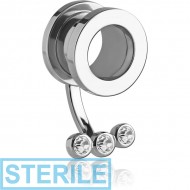 STERILE STAINLESS STEEL JEWELLED THREADED TUNNEL PIERCING